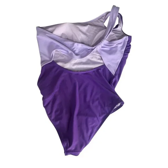 Cupshe One Shoulder One Piece Colorblock Swimsuit Small Purple New - Picture 2 of 10